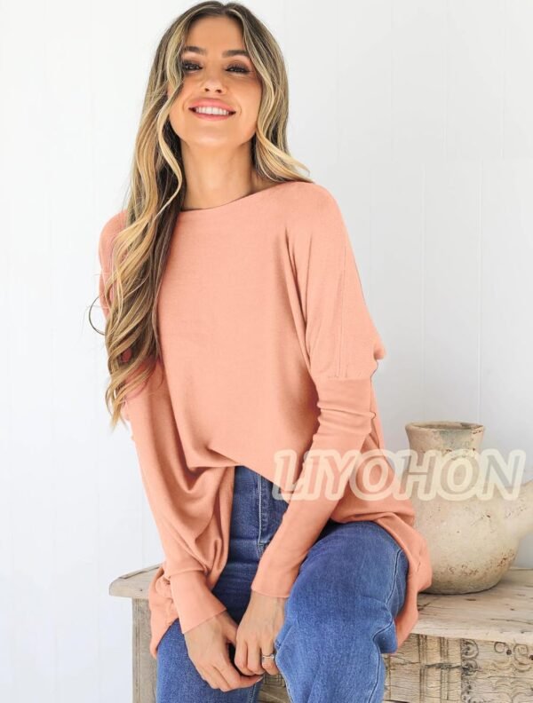 LIYOHON Oversized T Shirts for Women Tunic Tops to Wear with Leggings Long Sleeve Fall Sweaters Dressy Tops - Image 2