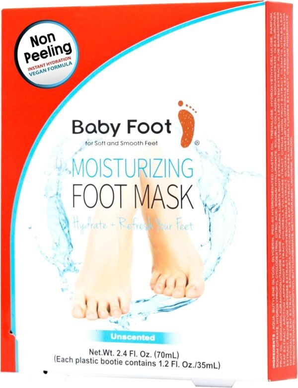 Baby Foot Unscented Non-Peel Moisturing Mask – Hydrate and Refesh Feet in 15-Minute - No Pain Feet Treatment - For Men and Women - Smooth and rich moisturizer for Baby Soft Feet