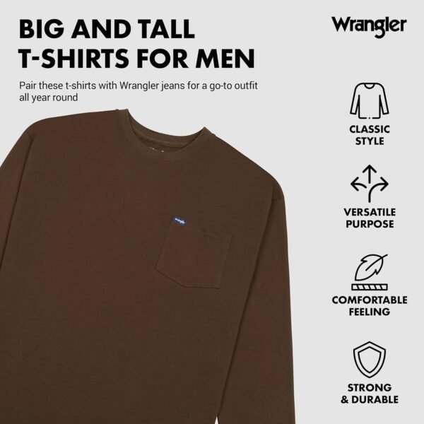 Wrangler Big and Tall Heavyweight Long Sleeve Pocket T-Shirt for Men - Image 3
