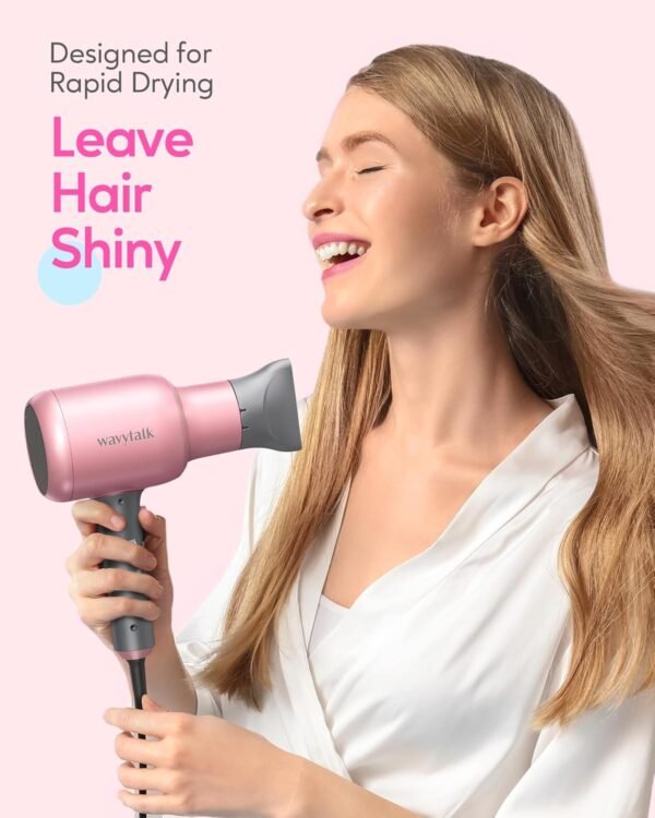 Wavytalk Ionic Hair Dryer Blow Dryer with Diffuser & Comb for Curly Hair Professional 1875W High Power Dryer with Ceramic Technology for Fast Drying as Salon Light and Quiet - Image 2