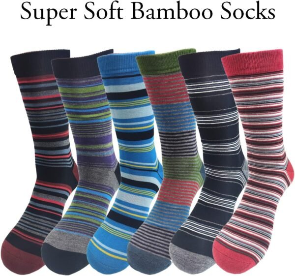 Lavencious Mens Black and Multi-Color Dress Socks, Viscose Fiber Crew Socks for Men Socks Size 10-13, 5/6 Pairs - Image 2