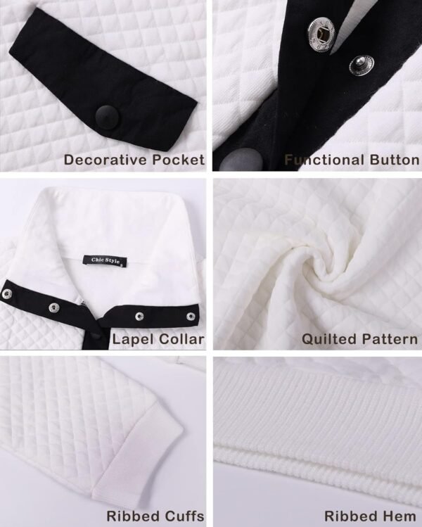BTFBM Women Fashion Quilted Pattern Lightweight Zipper Long Sleeve Plain Casual Ladies Sweatshirts Pullovers Shirts Tops - Image 6