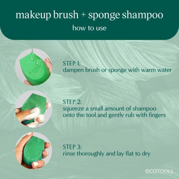EcoTools Cleanser Shampoo for Makeup Brush/Sponge/Puffs, Remove Makeup & Impurities, Fragrance-Free, No Harsh Chemicals, Vegan & Cruelty-Free, 6 fl.oz./177 ml, 1 Count - Image 4