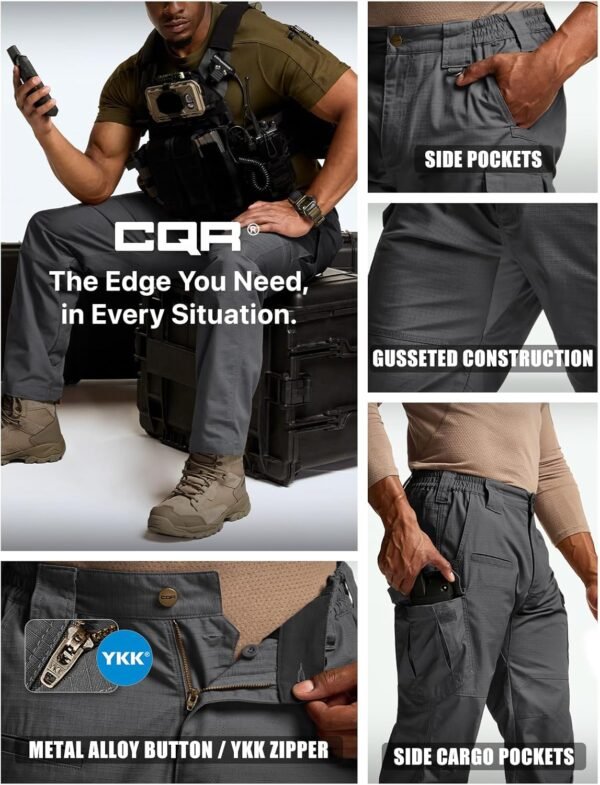 CQR Men's Tactical Pants, Water Resistant Ripstop Cargo Pants, Lightweight EDC Work Hiking Pants, Outdoor Apparel - Image 8