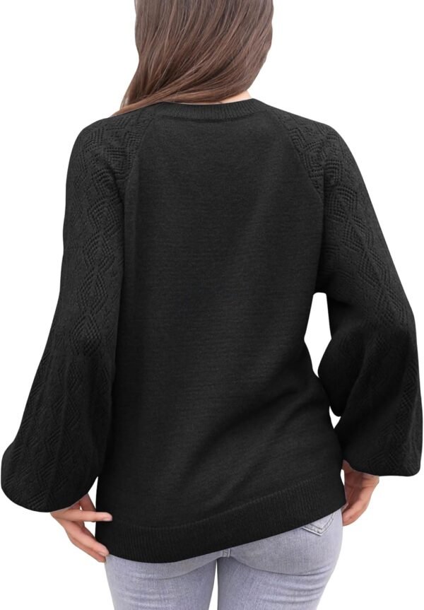 Messic Womens Pullover Sweaters 2024 Casual Long Sleeve V Neck Loose Knit Tops - Image 3