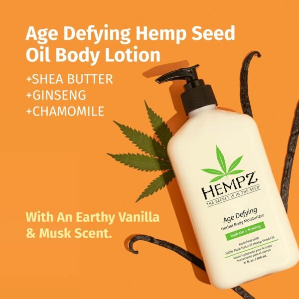 Hempz Age-Defy Body and Hand Lotion for Dry Skin, for Cracked & Crepey Skin, Quick Absorption Moisturizer, Large 17 oz - Image 2