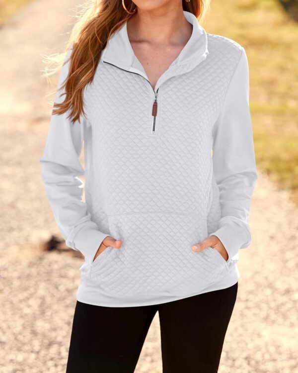 BTFBM Women Fashion Quilted Pattern Lightweight Zipper Long Sleeve Plain Casual Ladies Sweatshirts Pullovers Shirts Tops - Image 7