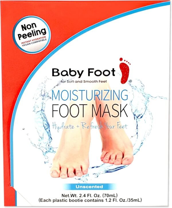 Baby Foot Unscented Non-Peel Moisturing Mask – Hydrate and Refesh Feet in 15-Minute - No Pain Feet Treatment - For Men and Women - Smooth and rich moisturizer for Baby Soft Feet - Image 2