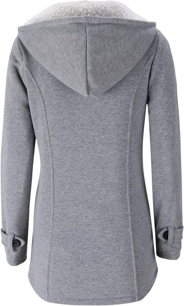 JiangWu Womens Fashion Horn Button Fleece Thicken Coat with Hood Winter Warm Jacket - Image 2
