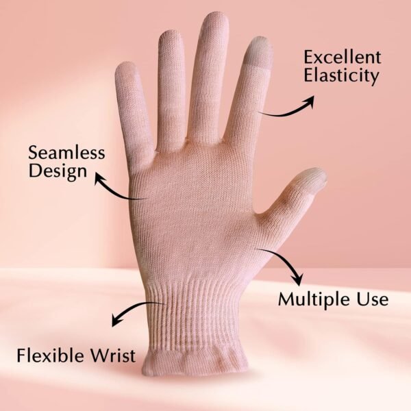 Evridwear Beauty Cotton Gloves with Touchscreen Fingers for SPA, Eczema, Dry Hands, Hand Care, Day and Night Moisturizing, (2 Pair S/M, Feather Weight Pink Color) - Image 4