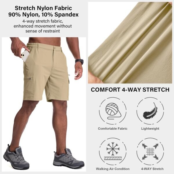 Jessie Kidden Mens Outdoor Casual Expandable Waist Lightweight Water Resistant Quick Dry Fishing Hiking Shorts - Image 4