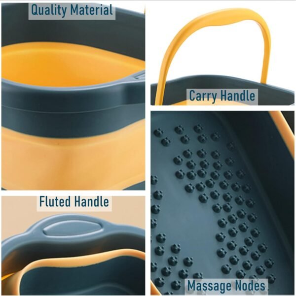 Collapsible Foot Bath Soak Tub with Handle, Plastic Foldable Feet Spa Soaking Basin Bucket with Massager Acupoint for Washing, Pedicure Foot Care Bathtub Bowl Tools for Pain Relief, Green - Image 7