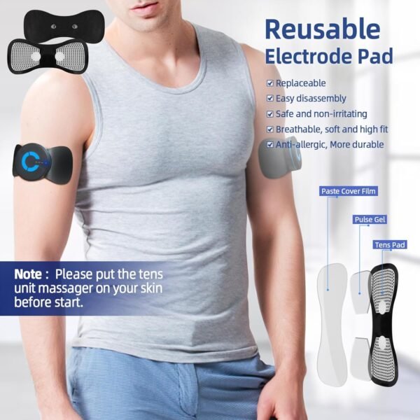 Mini Massager,Rechargeable Intelligent TENS Unit Muscle Stimulator for Pain Relief - FSA or HSA Eligible Deep Tissue EMS Massager Management for Back, Neck, Arm Electronic Pulse Machine - Image 4