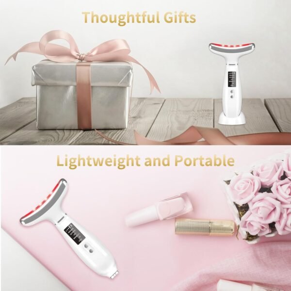 Red Light Therapy for Face and Neck, 4 Color LED Facial Light Therapy Device for Skin Care at Home, Micro-Current Vibration Facial Cold and Hot Service, Multifunctional Facial Skin Care Tools - Image 8