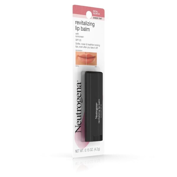 Neutrogena Revitalizing and Moisturizing Tinted Lip Balm with Sun Protective Broad Spectrum SPF 20 Sunscreen, Lip Soothing Balm with a Sheer Tint in Color Petal Glow 40, .15 oz - Image 4