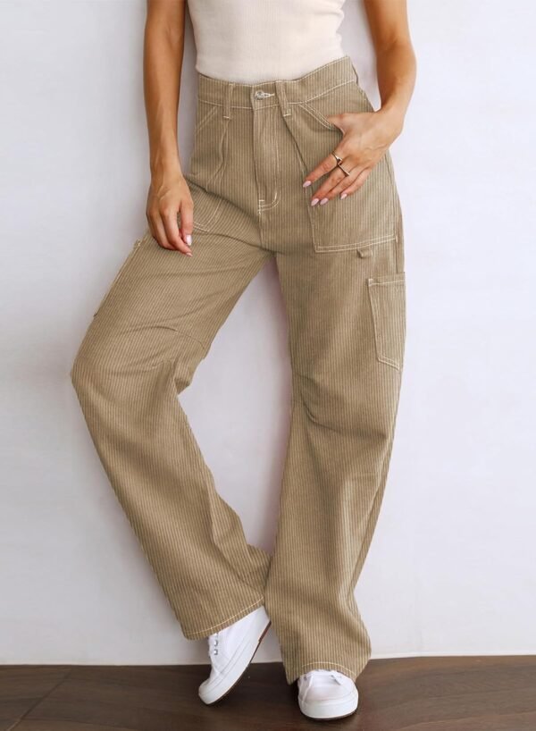 Dokotoo Cargo Long Pants Women 2024 Wide Leg High Waisted with Pockets Casual Pants - Image 2