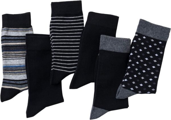 Mens Dress Socks Cotton Colorful Striped Patterned Socks for Men Women Solid Lightweight Breathable 6 Pack - Image 4