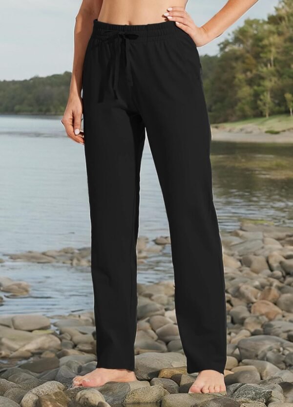 Willit Women's Cotton Sweatpants Open Bottom Yoga Sports Pants Straight Leg Lounge Athletic Pants with Pockets - Image 7