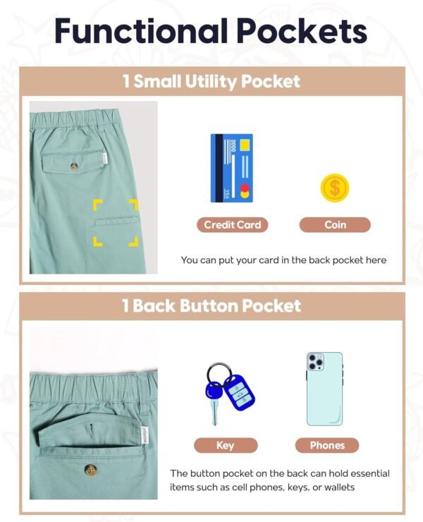 maamgic Men's Classic-fit 7" Cotton Casual Shorts Elastic Waistband with Multi-Pocket Daily Wear Walking Summer Outfit - Image 6