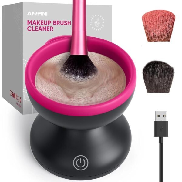 Electric Makeup Brush Cleaner Machine - Alyfini Portable Automatic USB Cosmetic Brushes Cleaner Cleanser Tool for All Size Beauty Makeup Brush Set, Liquid Foundation, Contour, Eyeshadow, Blush Brush