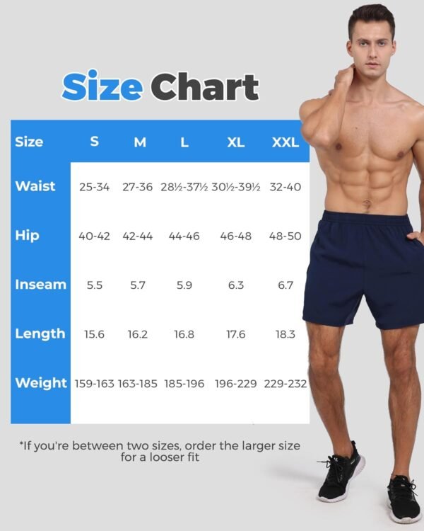 LalaHooK 2 Pack Gym Shorts Men - 5'' Quick Dry Athletic Workout Running Shorts for Casual Basketball with Zipper Pockets - Image 5