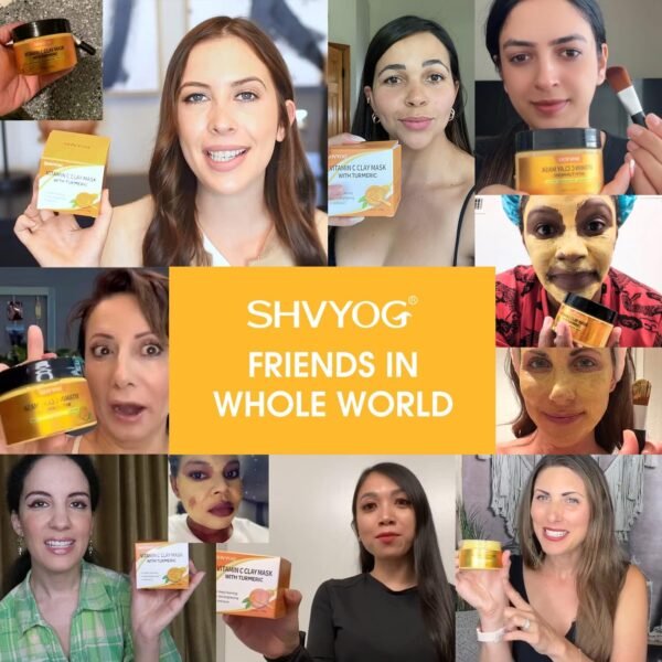Vitamin C Face Mask with Kaolin Clay and Turmeric for Dark Spots, Dull Skin, Skincare Facial Mask for Controlling Oil and Refining Pores 5.29 Oz - Image 3