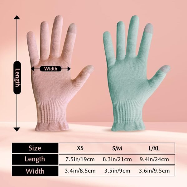 Evridwear Beauty Cotton Gloves with Touchscreen Fingers for SPA, Eczema, Dry Hands, Hand Care, Day and Night Moisturizing, (2 Pair S/M, Feather Weight Pink Color) - Image 6
