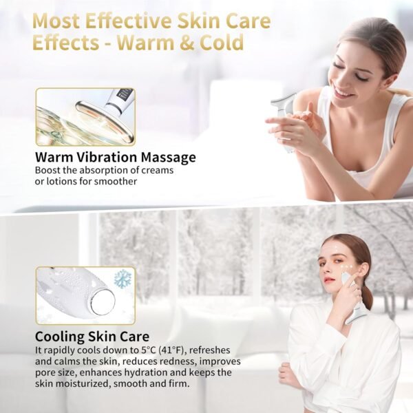 Red Light Therapy for Face and Neck, 4 Color LED Facial Light Therapy Device for Skin Care at Home, Micro-Current Vibration Facial Cold and Hot Service, Multifunctional Facial Skin Care Tools - Image 4
