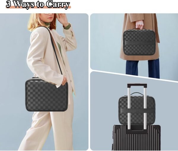 Travel Makeup Bag with LED Mirror Make up Case with Lighted Mirror 3 Color Setting Cosmetic Makeup Box Organizer Vanity Case for Women Beauty Tools Accessories Case Rechargeable (Black, Middle) - Image 5