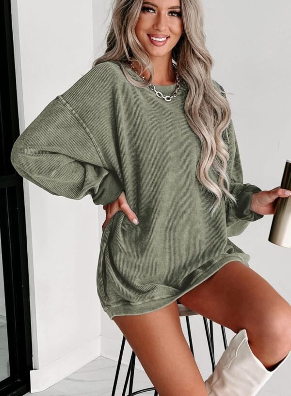 SHEWIN Women Casual Oversized Long Sleeve Crewneck Sweatshirts Pullover Tops, S-XXL - Image 3