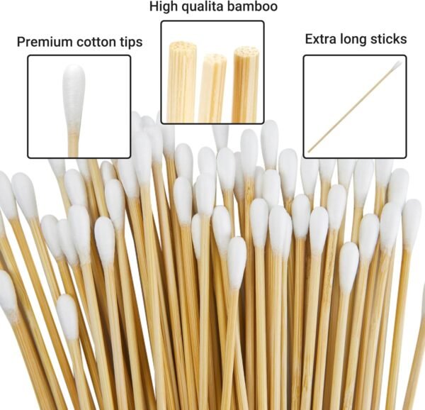 500/1000 Count 6'' Long Round/Pointed Cotton Swabs Durable Stem, Lint- Free Gun Cleaning Swabs Pure Cotton Tips for Gun Maintenance, Makeup, Pet Care, Equipment (Detailed Work) - Image 2