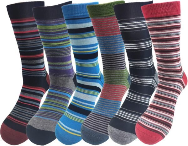 Lavencious Mens Black and Multi-Color Dress Socks, Viscose Fiber Crew Socks for Men Socks Size 10-13, 5/6 Pairs