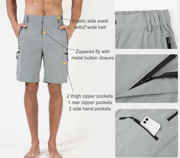 Suwangi Mens Hiking Cargo Shorts Quick-Dry Outdoor Athletic Short Travel Fishing Golf Tactical Short for Men with Multipocket - Image 4