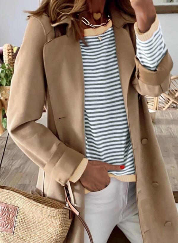 Dokotoo Long Sleeve Shirts for Women Casual Spring Crewneck Striped Color Block Shirt High Low Pullover Sweater Tops - Image 2