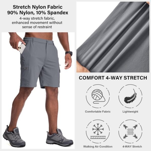 Jessie Kidden Mens Outdoor Casual Expandable Waist Lightweight Water Resistant Quick Dry Fishing Hiking Shorts - Image 4