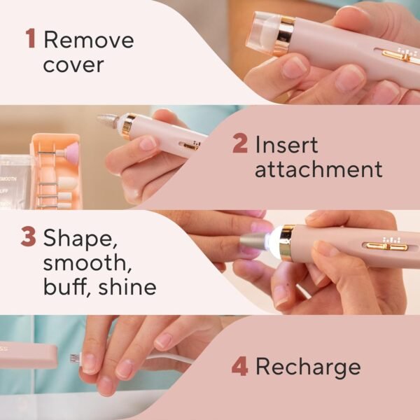 Finishing Touch Flawless Salon Nails Kit, Electronic Nail File and Full Manicure and Pedicure Tool - Image 9
