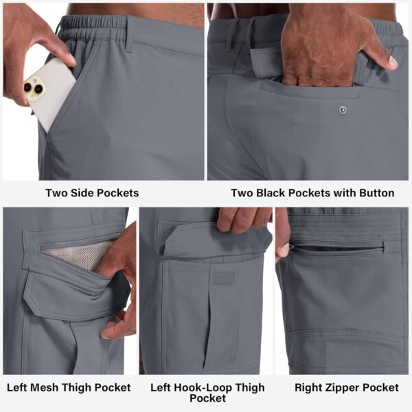 Jessie Kidden Mens Outdoor Casual Expandable Waist Lightweight Water Resistant Quick Dry Fishing Hiking Shorts - Image 3