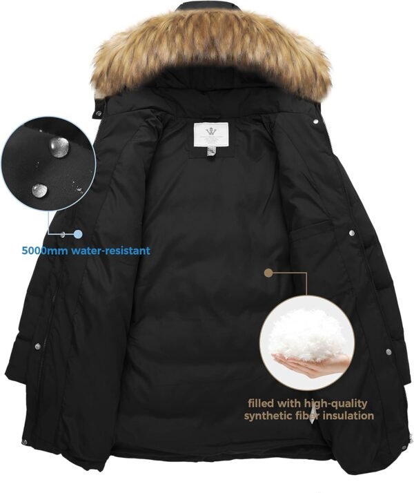 WenVen Women's Winter Thicken Puffer Coat Warm Jacket with Faux Fur Removable Hood - Image 5