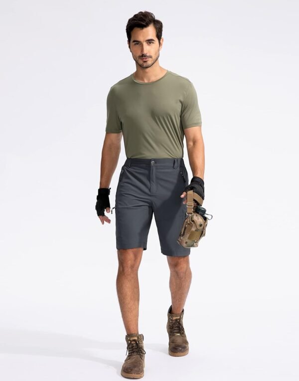 Pudolla Men's Hiking Cargo Shorts 9" Lightweight Outdoor Work Shorts for Men Travel Golf Camping Casual with 5 Zipper Pockets - Image 6