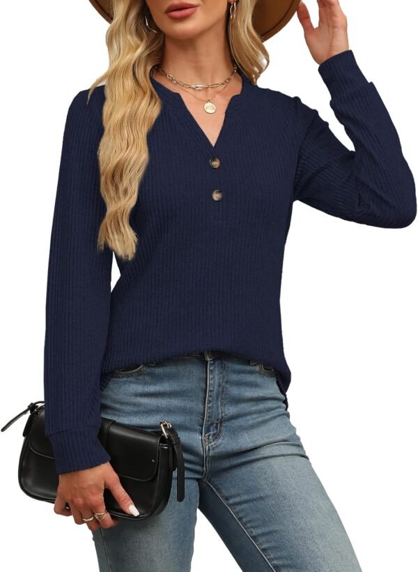 Sweaters for Women Fall Fashion Tops Long Sleeve Shirts Casual V Neck Sweatshirts Trendy Ladies Clothes S-XXL - Image 3