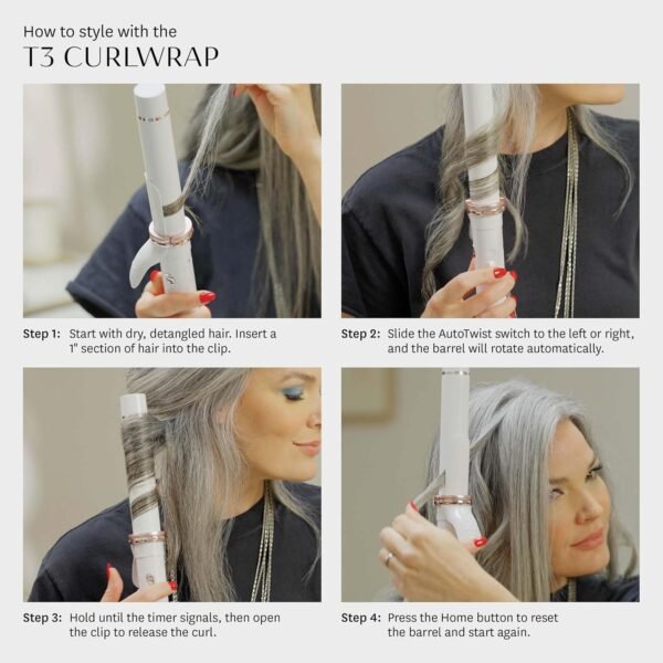 T3 CurlWrap Automatic Rotating Curling Iron with Longer Barrel, 2 Timer Settings, 9 Heat Settings, Auto-Rotating Ceramic Barrel and Ion Generator for Fast, Easy Curls and Waves on All Hair Types - Image 9