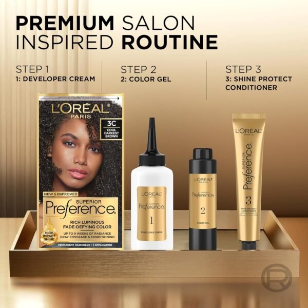 L'Oreal Paris Superior Preference Fade-Defying + Shine Permanent Hair Color, 7A Dark Ash Blonde, Pack of 1, Hair Dye - Image 3