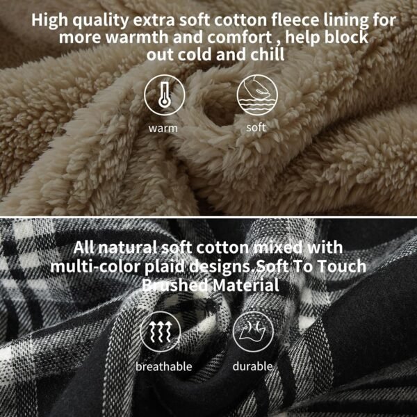 Elesuit Men's Full Zip Fleece Flannel Jackets Shirt Plaid Cotton Hoodies Soft Warm Coat for Men with Hood - Image 6