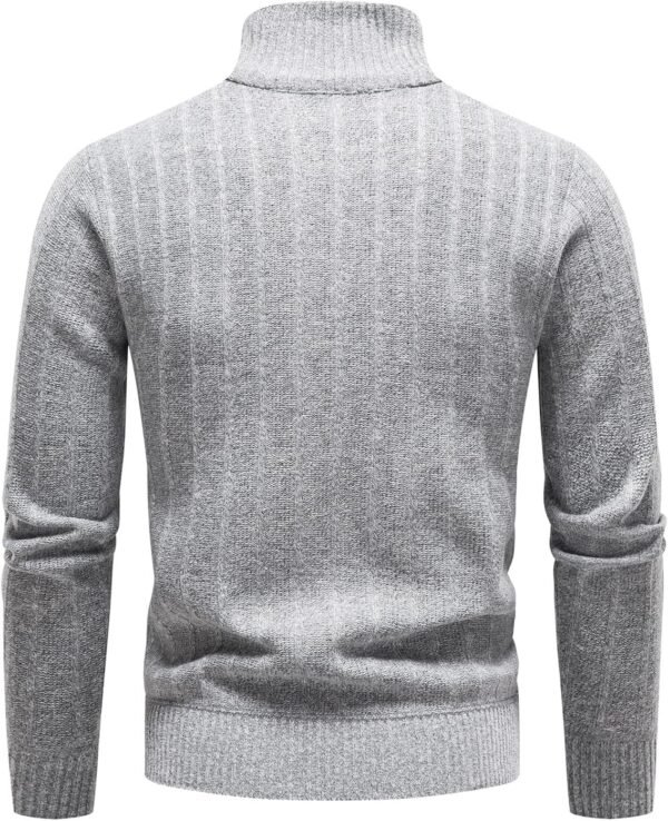 Mylldey Quarter Zip Sweater Men's Pullover Sweaters Knit Long Sleeve Sweater Mens - Image 3