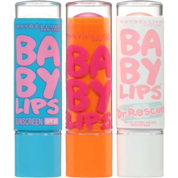 Maybelline New York Baby Lips Moisturizing Lip Balm 3-pack, Lip Care Essentials, 3 Shades - Image 2