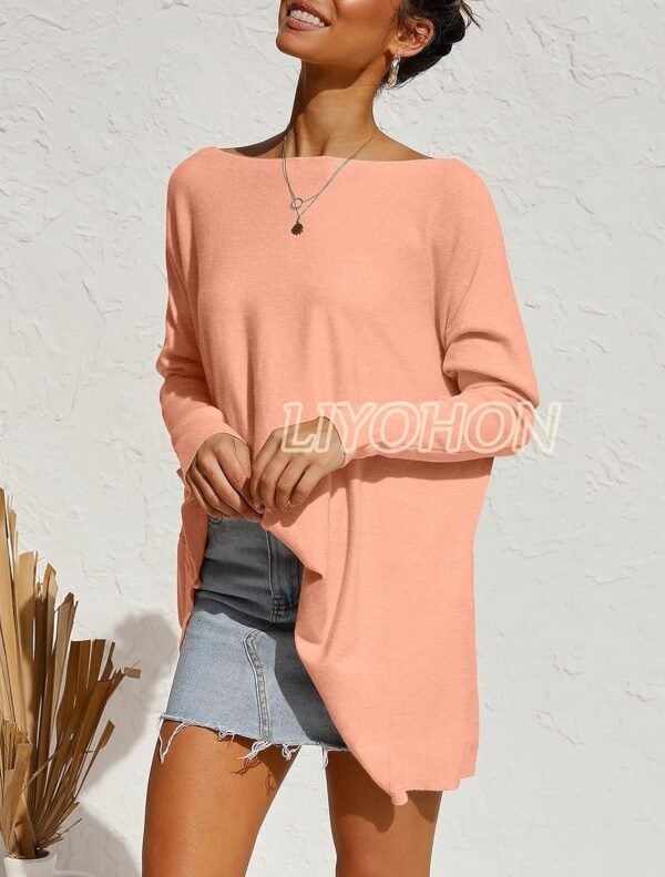 LIYOHON Oversized T Shirts for Women Tunic Tops to Wear with Leggings Long Sleeve Fall Sweaters Dressy Tops - Image 3