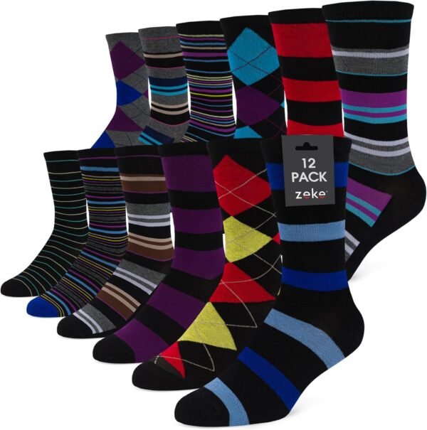 ZEKE Funny Dress Socks for Men - Funky Mens Crazy Socks - Cool Colorful Patterned Fun Socks for Men