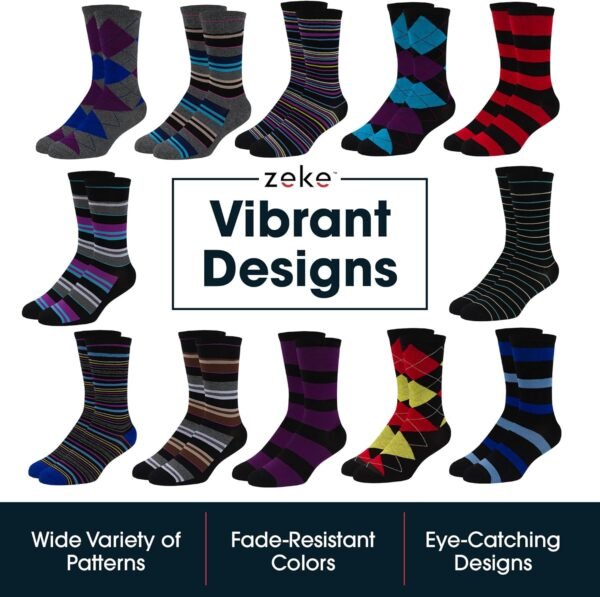 ZEKE Funny Dress Socks for Men - Funky Mens Crazy Socks - Cool Colorful Patterned Fun Socks for Men - Image 5