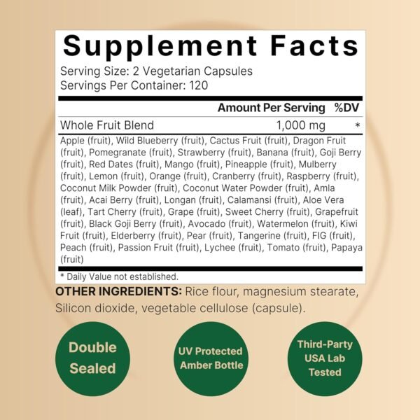 Fruit and Veggies Supplement – 480 Total Vegetarian Capsules | Balance of Natural 40 Whole Fruits & Veggies Blend | Fresh Superfood Formula with Vitamins and Minerals – Non-GMO - Image 5