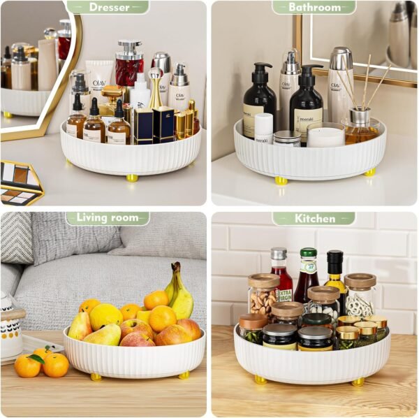 Bathroom Organizers and Storage - Rotating Makeup Organizer Tray for Perfume,Skincare,Cosmetics and Bathroom Storage,Lazy Susan Organizer,White - Image 5